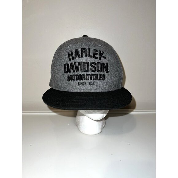 HARLEY DAVIDSON  New Era 59Fifty Wool Blend Fitted Embroidered Hat Sz 7 1/2 - Picture 1 of 11
